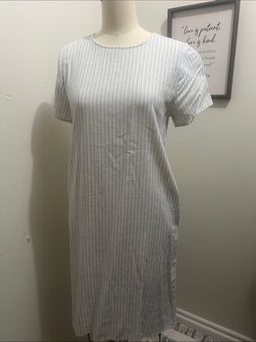 Light Blue Stripe Short Sleeve Shift Dress